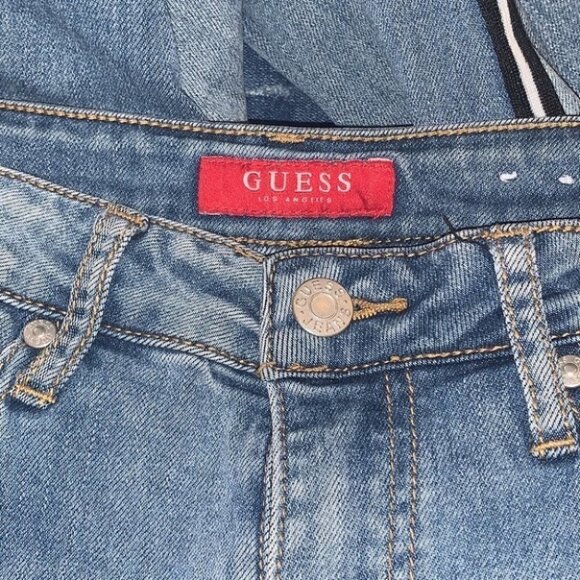 Guess medium wash logo tape high waisted skinny jeans size 24 - Picture 6 of 15